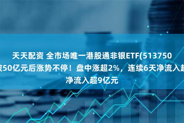 天天配资 全市场唯一港股通非银ETF(513750)规模破50亿元后涨势不停！盘中涨超2%，连续6天净流入超9亿元