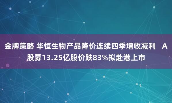 金牌策略 华恒生物产品降价连续四季增收减利   A股募13.25亿股价跌83%拟赴港上市